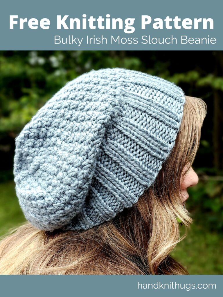 free knitting pattern bulky irish moss slouch beanie